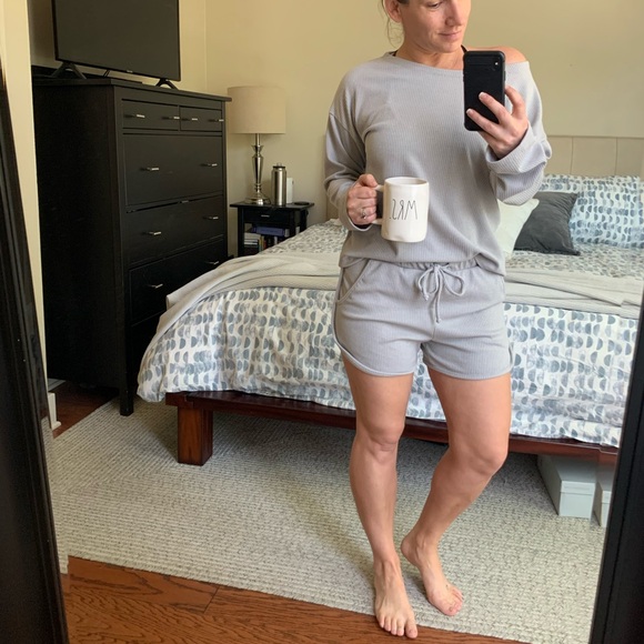 | vici - gray ribbed matching minimalist lounge set  - small | - Picture 16 of 16